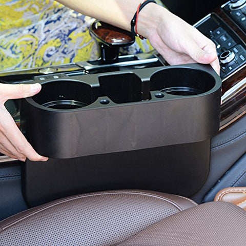 Car Seat Seam Wedge Storage Organizer Cup Holder Bottle Drink Phone Mount Stand Black Plastic, Universal Fit