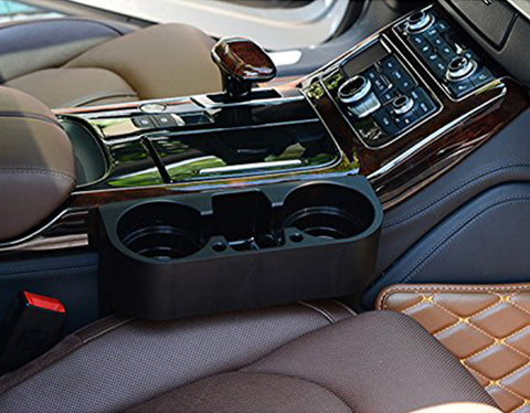 Car Seat Seam Wedge Storage Organizer Cup Holder Bottle Drink Phone Mount Stand Black Plastic, Universal Fit