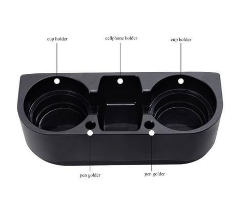 Car Seat Seam Wedge Storage Organizer Cup Holder Bottle Drink Phone Mount Stand Black Plastic, Universal Fit