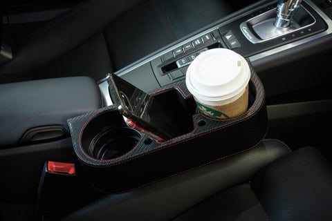 Car Seat Seam Wedge Storage Organizer Cup Holder Bottle Drink Phone Mount Stand Black Plastic, Universal Fit