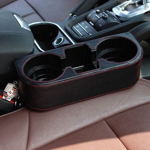 Car Seat Seam Wedge Storage Organizer Cup Holder Bottle Drink Phone Mount Stand Black Plastic, Universal Fit