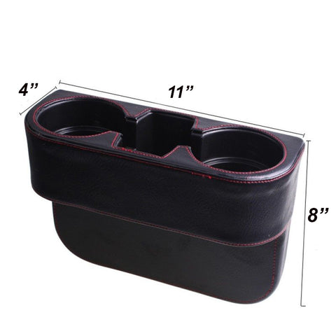 Car Seat Seam Wedge Storage Organizer Cup Holder Bottle Drink Phone Mount Stand Black Plastic, Universal Fit