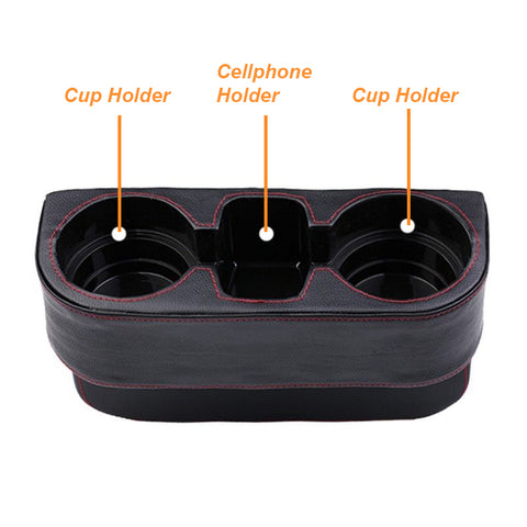 Car Seat Seam Wedge Storage Organizer Cup Holder Bottle Drink Phone Mount Stand Black Plastic, Universal Fit