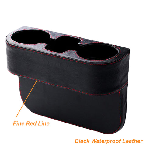 Car Seat Seam Wedge Storage Organizer Cup Holder Bottle Drink Phone Mount Stand Black Plastic, Universal Fit