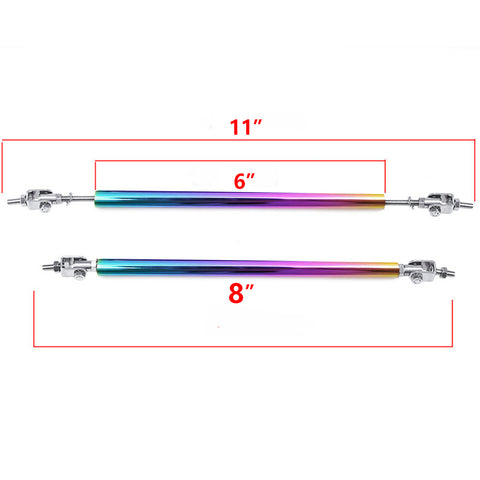 NEO Aluminum Chrome Front Bumper Lip Splitter Diffuser Spoiler Strut Rod Tie Support Bar Universal (Adjustable 8''-11'')