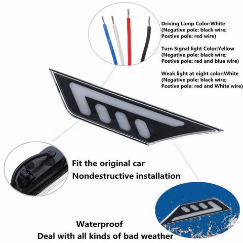 2x JDM Clear White/Amber COB LED Side Marker Lights for 2016-up 10th Gen Honda Civic