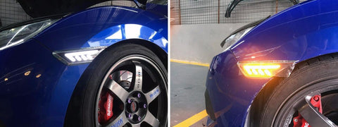 2x JDM Clear White/Amber COB LED Side Marker Lights for 2016-up 10th Gen Honda Civic