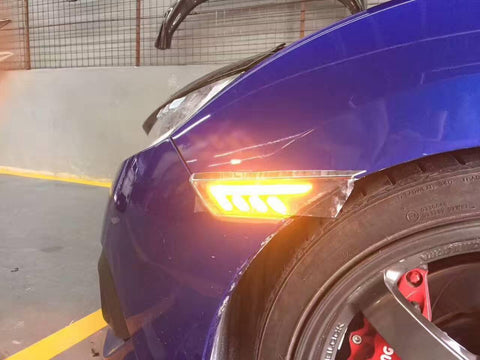 2x JDM Clear White/Amber COB LED Side Marker Lights for 2016-up 10th Gen Honda Civic