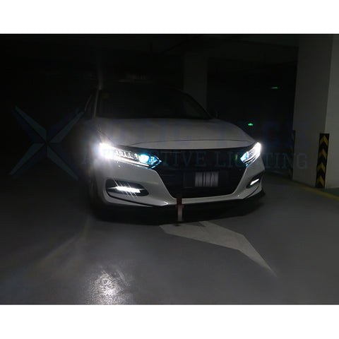 for Honda Accord 2018 2019 LED Fog Light Kit Assembly, Front Bumper LED Fog Light Bezel Cover with White Ice Blue Amber LED DRL Fog Lamp Turn Signal Light