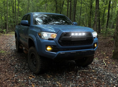 4pcs Smoked Lens White LED Front Grille Lighting Assemblies Kit Compatible with Toyota Tacoma w/TRD Pro Grill 2016-2021 RAV4 2019-2021