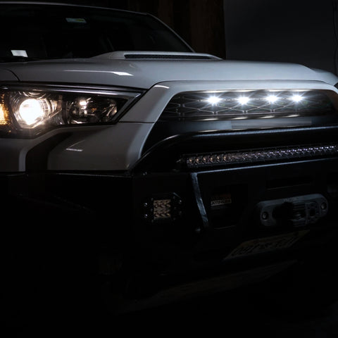 4pcs White LED Front Grille Lighting Assemblies Kit for 2014-2019 Toyota 4Runner TRD Pro Grille SR5 TRD off-road Limited TRO Pro - Smoked Lens