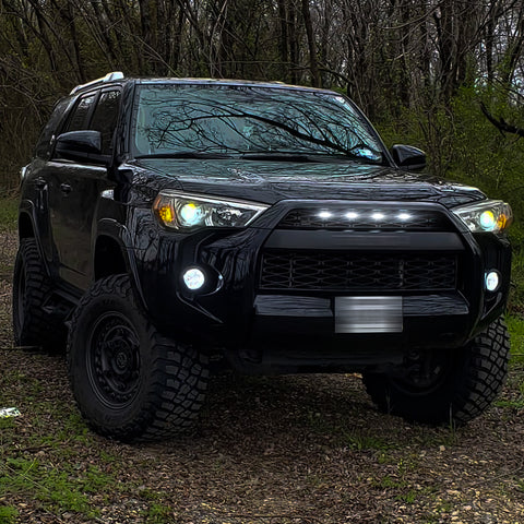 4pcs White LED Front Grille Lighting Assemblies Kit for 2014-2019 Toyota 4Runner TRD Pro Grille SR5 TRD off-road Limited TRO Pro - Smoked Lens