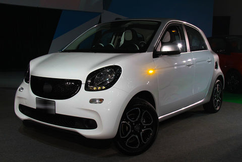 Smoked lens LED Sequential Side Marker Light Flowing Turn Signal Indicators Lamp Bulbs Compatible with Mercedes Benz Smart Fortwo W453 / C453 2014-2019