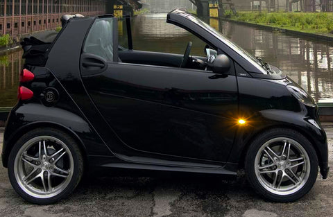 Smoked lens LED Sequential Side Marker Light Flowing Turn Signal Indicators Lamp Bulbs Compatible with Mercedes Benz Smart Fortwo W453 / C453 2014-2019