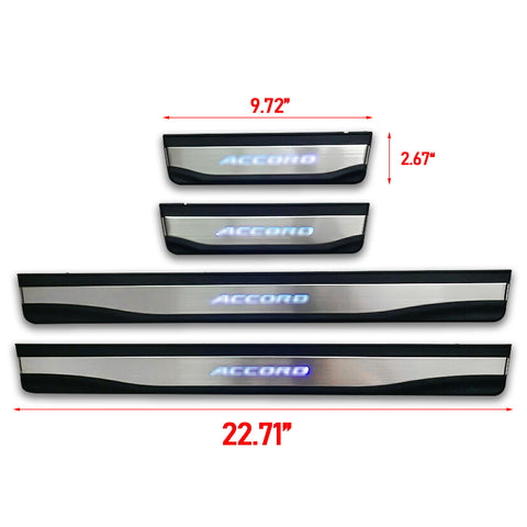 Interior Car Door Fashion Style Led Door Sill Scuff Plate Guard Sills Protector Trim (Blue Led)