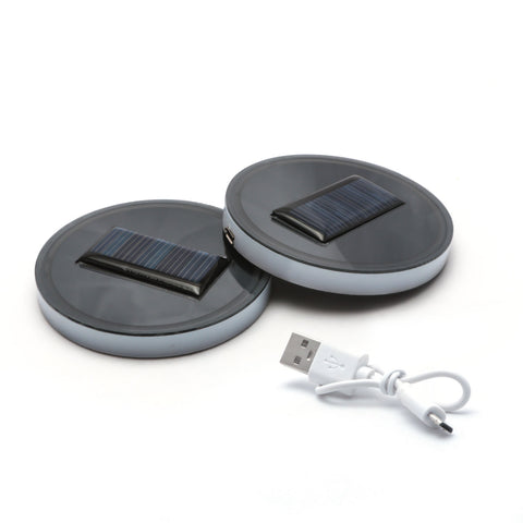 2pcs LED Car Cup Holder Lights 7 Colors Solar Changing USB Charging Mat Luminescent Cup Pad,Auto Interior Atmosphere Lights Lamp