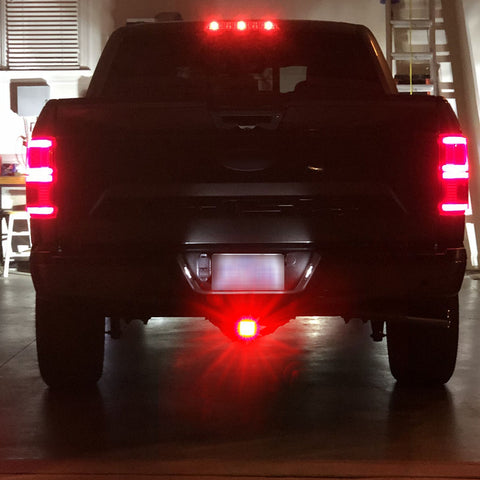 Trailer Hitch LED Brake Tail Lights 15 LEDs Red Smoked Lens Cover Light Fit 2" Receiver Truck SUV