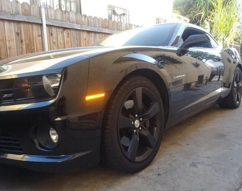 Smoked Lens Amber LED Front Side Marker Light Lamps For Chevy Camaro 2010-2015