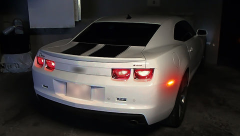 Smoked Lens LED Full Side Marker Light Kit Compatible With Chevy Camaro 2010 2011 2012 2013 2014 2015 Front Amber Rear Red Bumper Sidemarker Lamp Reflector Replacement,98 SMD LED Diodes