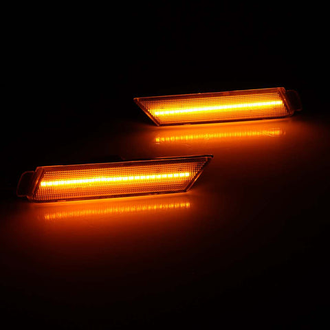 Smoked Lens LED Full Side Marker Light Kit Compatible With Chevy Camaro 2010 2011 2012 2013 2014 2015 Front Amber Rear Red Bumper Sidemarker Lamp Reflector Replacement,98 SMD LED Diodes