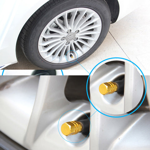 4pc Gun Metal / Chrome Silver / Black / Gold / Purple / Blue / Red Car Bike Wheel Tire Valve Stem Caps Dust Cover Alloy Universal Fit