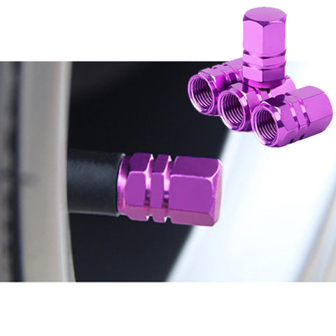 4pc Gun Metal / Chrome Silver / Black / Gold / Purple / Blue / Red Car Bike Wheel Tire Valve Stem Caps Dust Cover Alloy Universal Fit