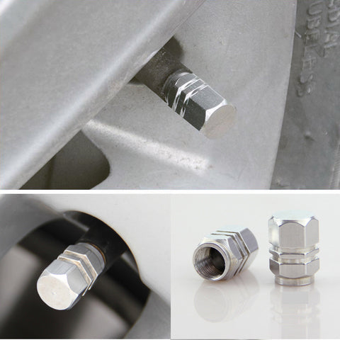 4pc Gun Metal / Chrome Silver / Black / Gold / Purple / Blue / Red Car Bike Wheel Tire Valve Stem Caps Dust Cover Alloy Universal Fit