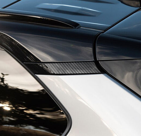 Set Carbon Fiber Style Exterior Front Window A-Pillar Rear Window C-Pillar Spoiler Window Pillar Accessories Cover Trim Combo Kit, Compatible with Toyota Rav4 2019-2024