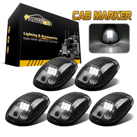 Cab Marker Light - 5 x Amber Smoked Lens LED Clearance Lamp Roof Rooftop Driving Light with Wiring Harness for Dodge RAM 1500