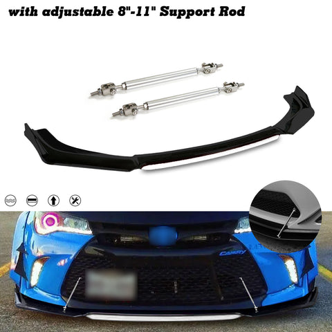 Front Bumper Lip Chin Spoiler Splitter Diffuser Protector Body Kit Compatible with Honda Accord Civic or Volkswagen MK5 MK6 MK7 or Kia Optima or Mitsubishi Lancer, Matte Black w/White 4pcs