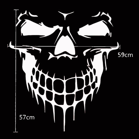 Auto Front Hood Vinyl Graphic Sticker - Truck Trailer Boat Door Window Decal - 1pcs Black/ White/ Red Skull Shape