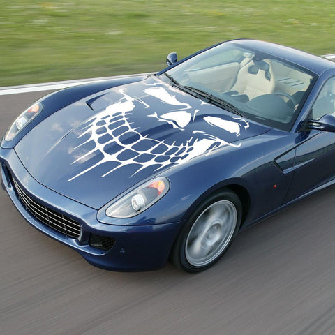 Auto Front Hood Vinyl Graphic Sticker - Truck Trailer Boat Door Window Decal - 1pcs Black/ White/ Red Skull Shape