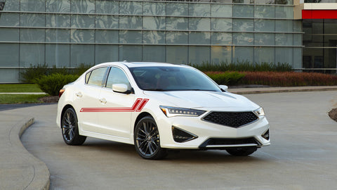 Side Door Skirt Vinyl Stripe Decal Sticker, Glossy Red Hockey Sporty Graphic Style (Length 67")