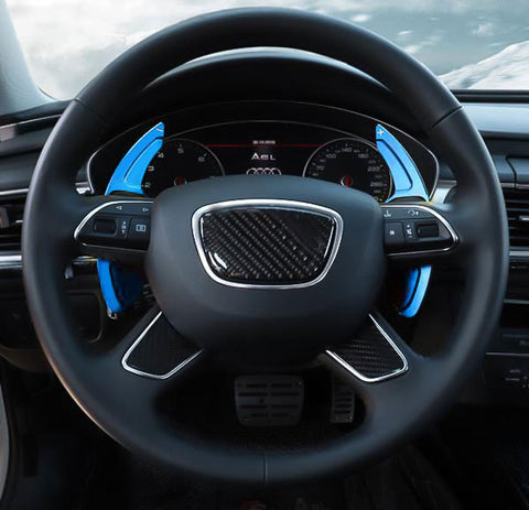 Steering Wheel Paddle Shifter Cover Trim, CNC Aluminum Alloy, Compatible With Audi A3 A4 A5 A6 A7 A8 S3 S4 S5 S6 S7 S8 RS3 RS6 Q3 Q5 SQ5 Q7 (Blue)