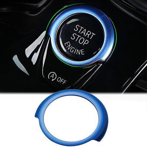 Engine Start Stop Button Cover Key Switch Aluminum Decor Ring Sticker for BMW 5 Series G30 2017-up Red/ Blue