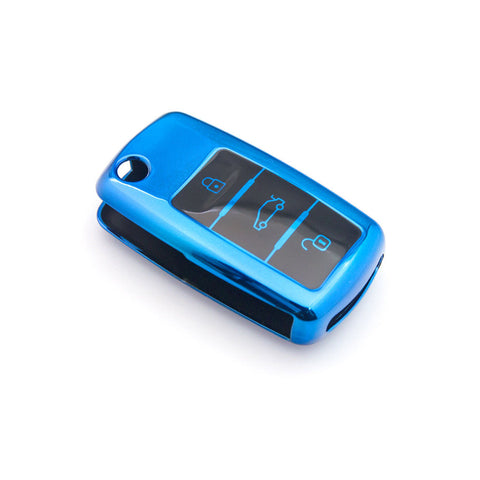 Blue/ Red/ Silver TPU Keyless Smart Key Fob Cover Full Protection Case for Volkswagen 3-button Key
