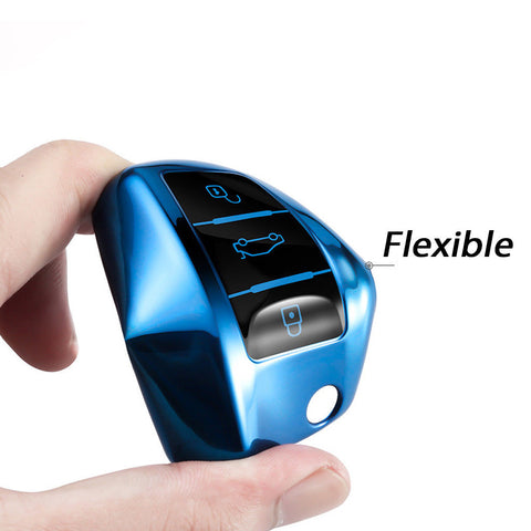 Blue/ Red/ Silver TPU Keyless Smart Key Fob Cover Full Protection Case for Volkswagen 3-button Key