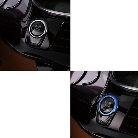 Engine Start Stop Button Cover Key Switch Aluminum Decor Ring Sticker for BMW 5 Series G30 2017-up Red/ Blue