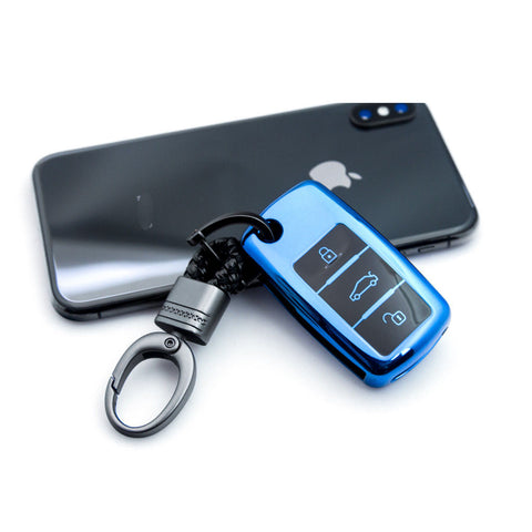 Blue/ Red/ Silver TPU Keyless Smart Key Fob Cover Full Protection Case for Volkswagen 3-button Key