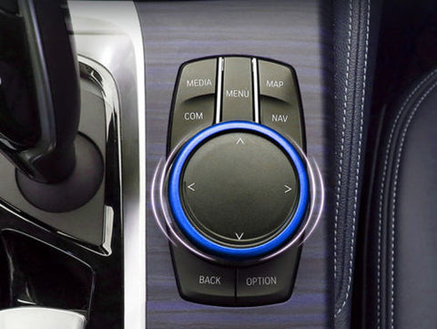 JDM Metal Aluminum Center Console iDrive Multimedia Controller Knob Decor Ring Cover for BMW Red/ Blue