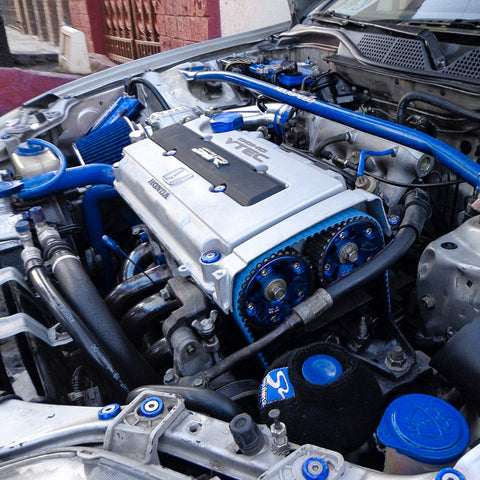 10 x JDM Black/ Red/ Blue Billet Aluminum Engine Bay Dress Up Kit M6 License Plate Frame Bumper Fender