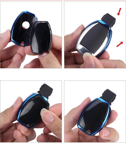 Blue/ Red/ Silver/ Rose Gold TPU Full Sealed Smart Key FOB Cover Case For Mercedes Benz C E G S M CLS CLK Class