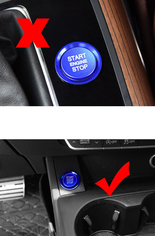 Blue/ Red Start Engine Stop Push Button Cover + Ring Fit Audi A4 A5 Q5 - S Line Style Start Stop Button Decor
