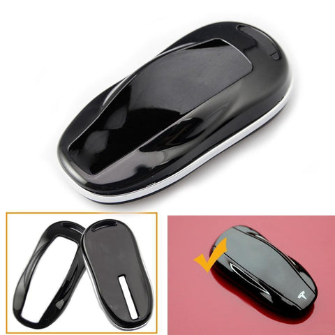 Carbon Fiber Pattern/ Glossy Black/ Glossy Red/ Glossy White Key FOB Hard Cover Shell Case for Tesla Model S 2012-2018
