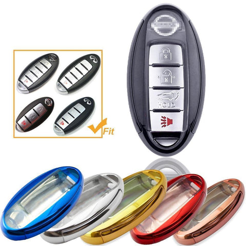Black Soft TPU + Hard ABS Remote Smart Key Fob Shell Cover For Nissan 3 4 5 Buttons