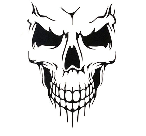 Auto Front Hood Vinyl Graphic Sticker - Truck Trailer Boat Door Window Decal - 1pcs Black/ White/ Red Skull Shape