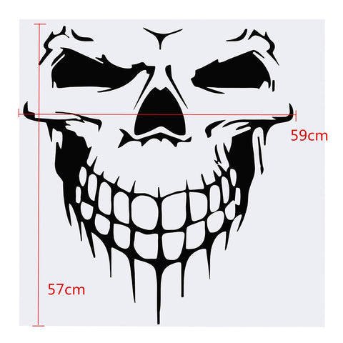 Auto Front Hood Vinyl Graphic Sticker - Truck Trailer Boat Door Window Decal - 1pcs Black/ White/ Red Skull Shape