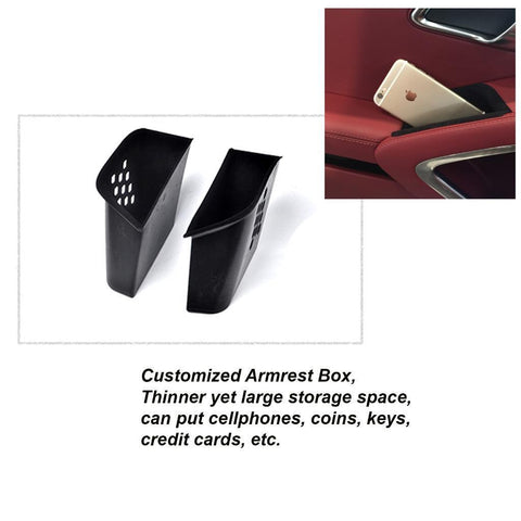 2pcs Black/ Red Door Armrest Organizer Storage Box For Porsche 911 Boxster Cayman 2013-2019