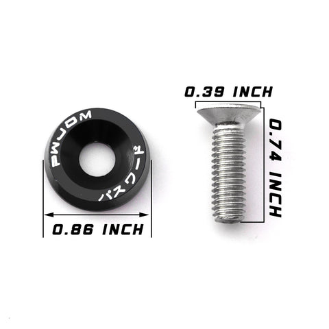 10 x JDM Black/ Red/ Blue Billet Aluminum Engine Bay Dress Up Kit M6 License Plate Frame Bumper Fender