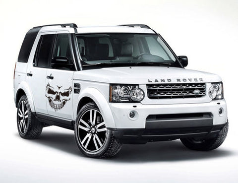 Auto Front Hood Vinyl Graphic Sticker - Truck Trailer Boat Door Window Decal - 1pcs Black/ White/ Red Skull Shape